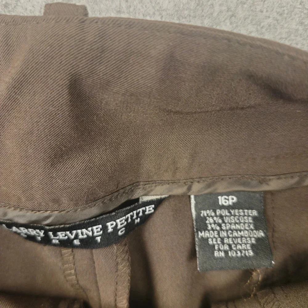 Larry Levine Petite Brown Straight Leg Dress Pants Womens 16P NWT Office Career